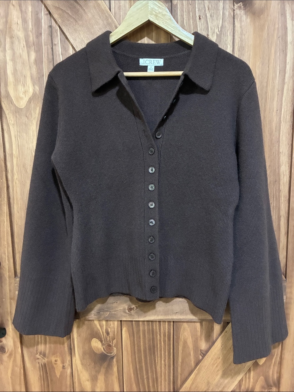J. Crew Chocolate Brown Button-Up Collared Cardigan
